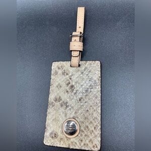 Coach Snakeskin Pattern Luggage Tag with Beige Strap